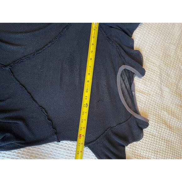 Free People Black Knit Handkerchief Hem Crew Neck 3/4 Sleeve Tee Size XS - Picture 11 of 12